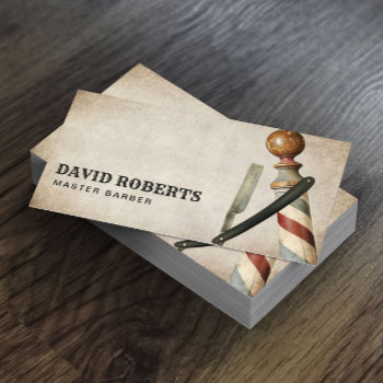 Barber Barbershop Vintage Razor Hair Salon Business Card by cardfactory at Zazzle