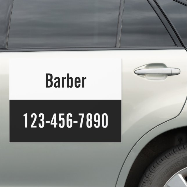 Barber Black and White Business Promotional Car Magnet (In Situ)
