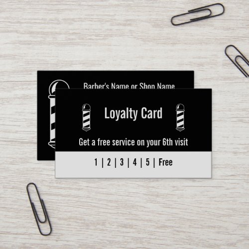 Barber Black and White Loyalty Card Template