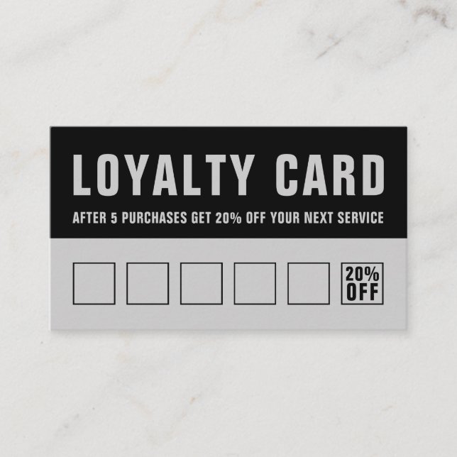Barber Black Gray Bold Typography Loyalty Card (Front)