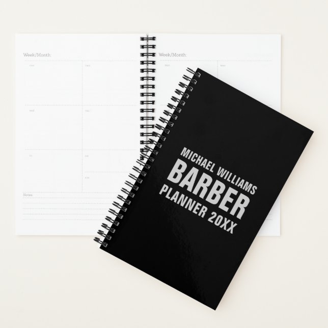 Barber Black Gray Bold Typography Planner (Display)