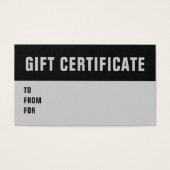 Barber Black Gray Typography Gift Sertificate Card (Front)