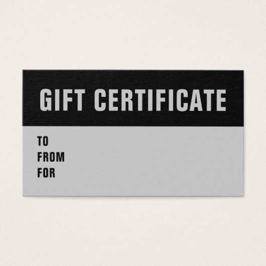 Barber Black Gray Typography Gift Sertificate Card (Front)
