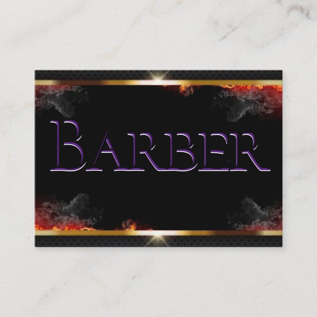 Barber Black, Grey, Gold Business Card (Front)