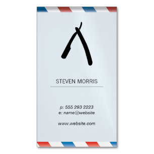 Barber Blade Barber Poles Baby Blue Business Card Magnet