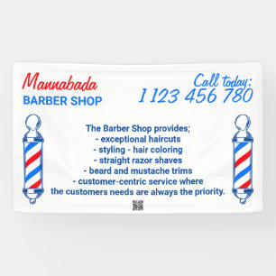 Barber Blue Navy Red Pole Supply Service  Banner