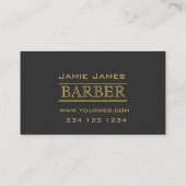 Barber Bold  Black Gold Modern Professional Simple Business Card (Back)