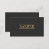 Barber Bold  Black Gold Modern Professional Simple Business Card (Front/Back)