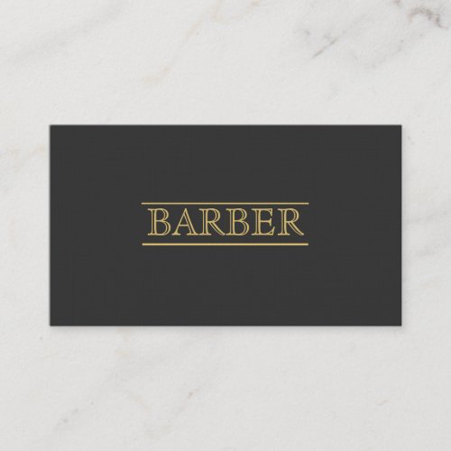 Barber Bold  Black Gold Modern Professional Simple Business Card