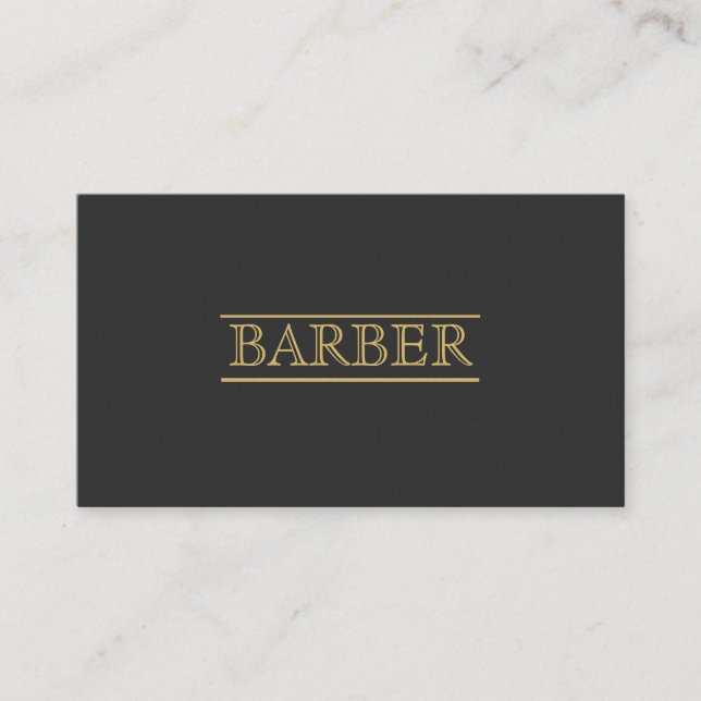 Barber Bold  Black Gold Modern Professional Simple Business Card (Front)