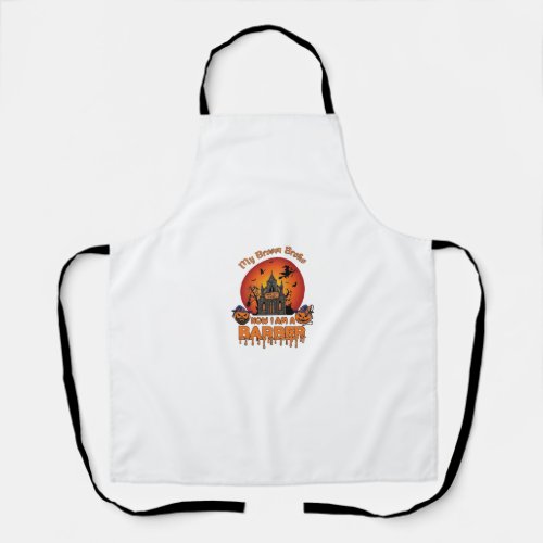 Barber Broom Broke Halloween Pumpkin Clipper Haunt Apron
