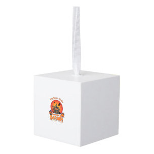 Barber Broom Broke Halloween Pumpkin Clipper Haunt Cube Ornament