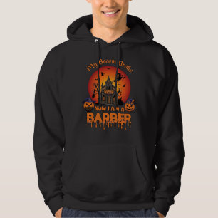 Barber Broom Broke Halloween Pumpkin Clipper Haunt Hoodie