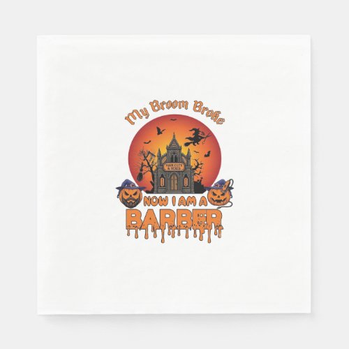 Barber Broom Broke Halloween Pumpkin Clipper Haunt Napkins