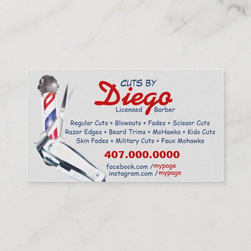 Barber Business Card Barber pole  shears