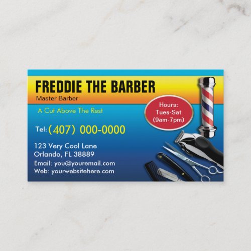 Barber Business Card barbershop pole _ clippers