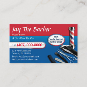 Barber Business Card (barbershop pole - clippers)