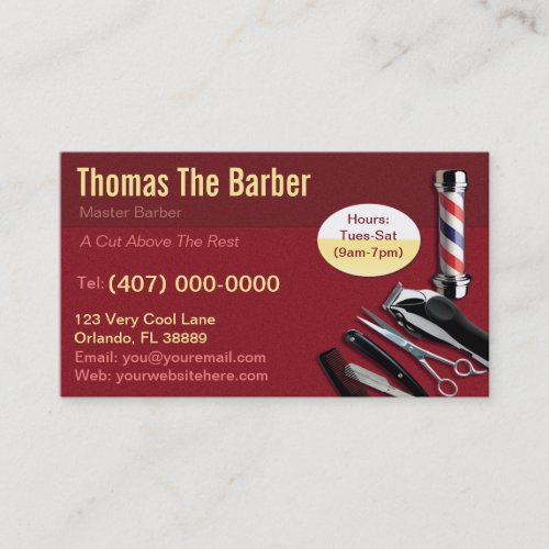 Barber Business Card barbershop pole _ clippers