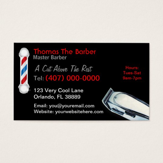 Barbershop Business Card Barber Pole And Clippers