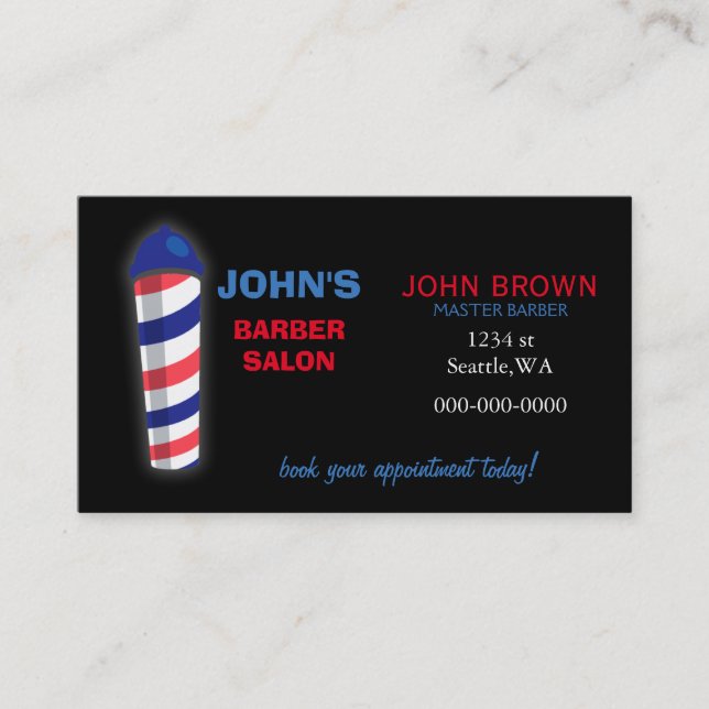 barber businesscard with appointment card on back (Front)
