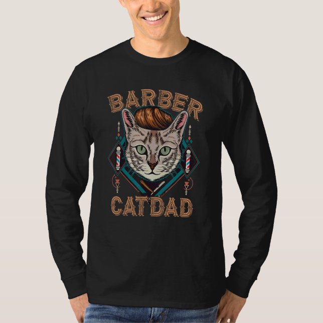 Barber Cat Dad Hairdresser Animal Men Father's Day T-Shirt (Front)