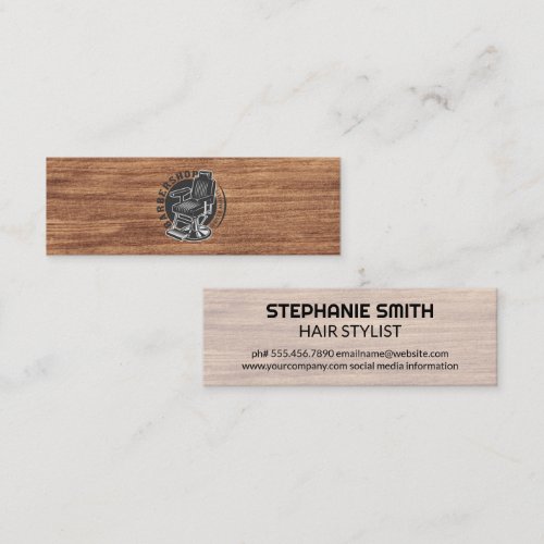 Barber Chair | Salon | Wood Grain Mini Business Card