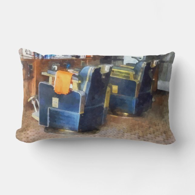 Barber Chair With Orange Barber Cape Lumbar Pillow (Front)