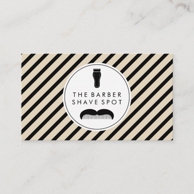 Barber Clippers Mustache Comb Business Card (Front)