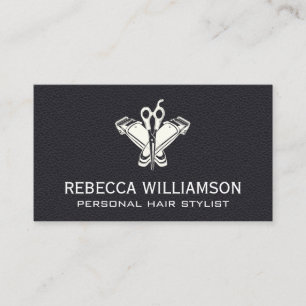 Barber Clippers Scissors Leather Business Card