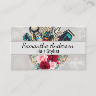 Barber Clippers Scissors Roses Business Card