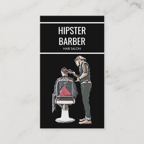 Barber Cutting Hair Illustration Business Card