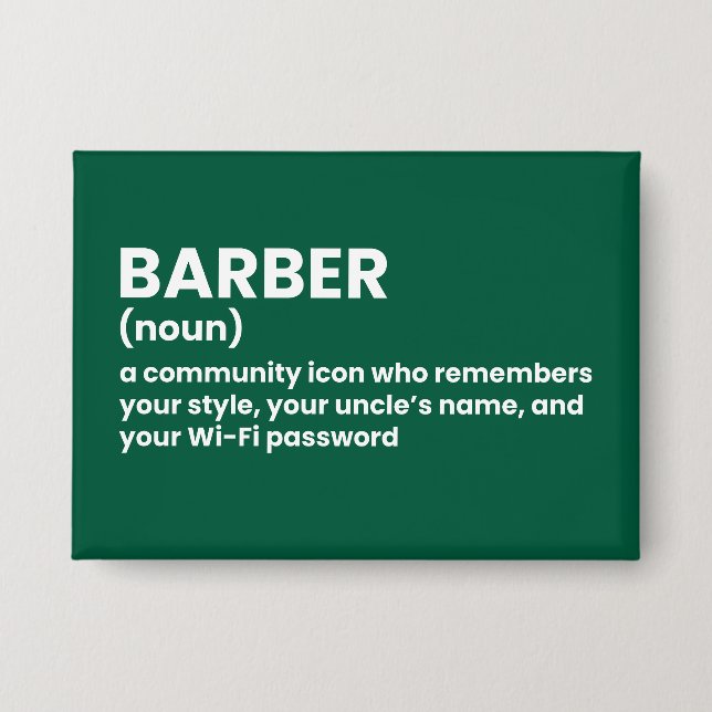 Barber Definition Badge Button (Front)