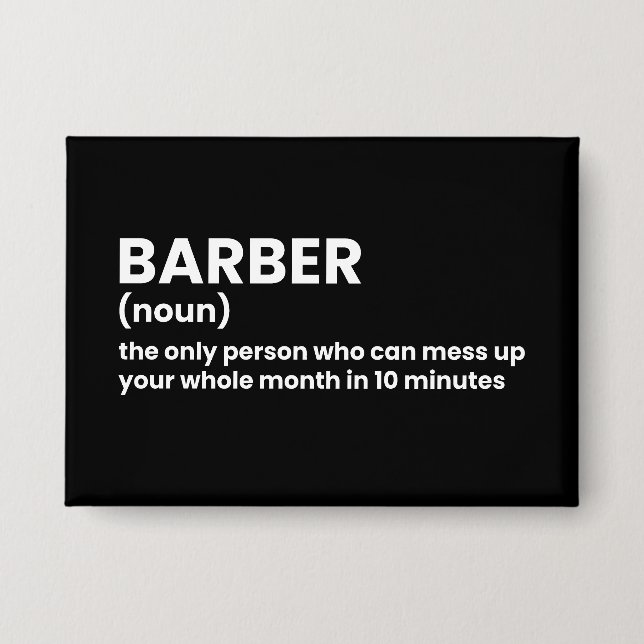 Barber Definition Humor Button (Front)