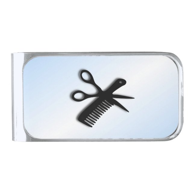 Barber Design Silver Finish Money Clip (Front)