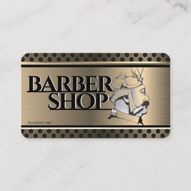 barber drawing business card (Front)
