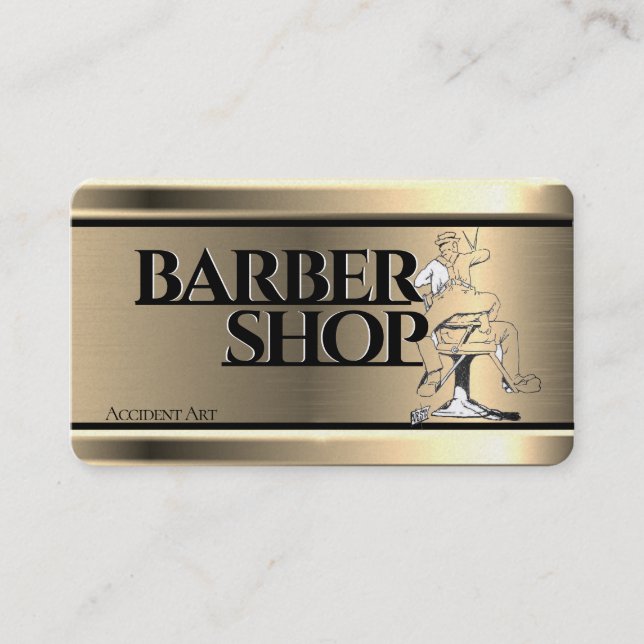 barber drawing business card (Front)