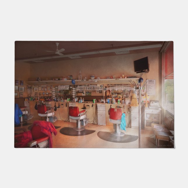 Barber - Eddie's barbershop Doormat (Front)