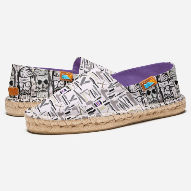 Barber Espadrilles with a Bold Barber Shop Design (Angled)