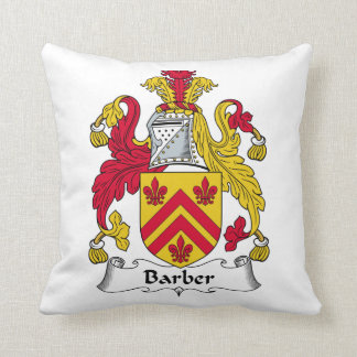 Barber Family Crest Throw Pillow