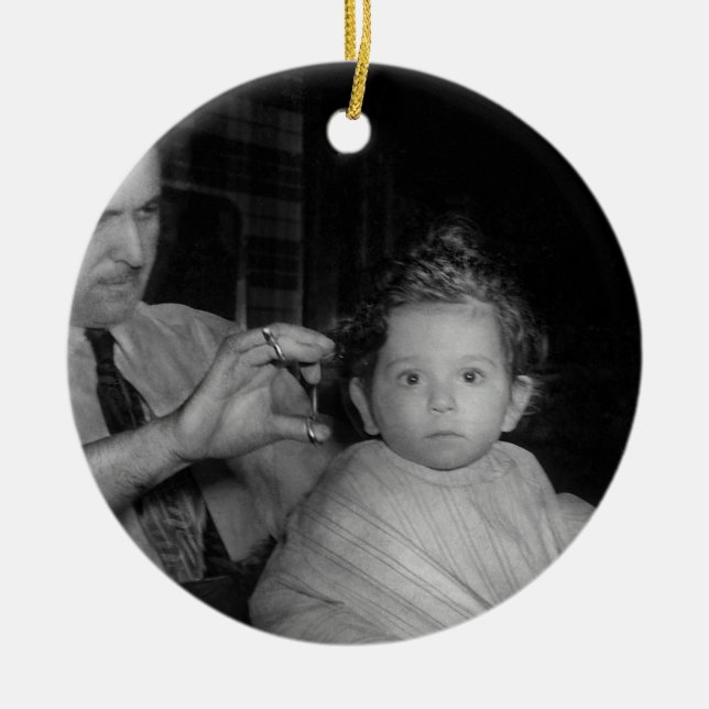 Barber - First Haircut Ceramic Ornament (Front)