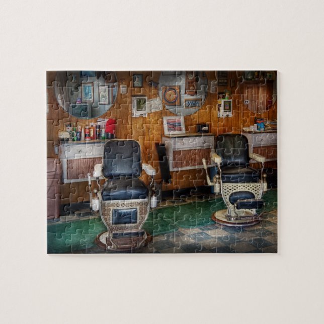Barber - Frenchtown, NJ - Two old barber chairs  Jigsaw Puzzle (Horizontal)