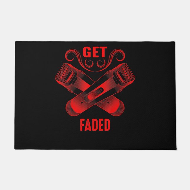 Barber | Get Faded Cool Master Barber Hairer Fade Doormat (Front)
