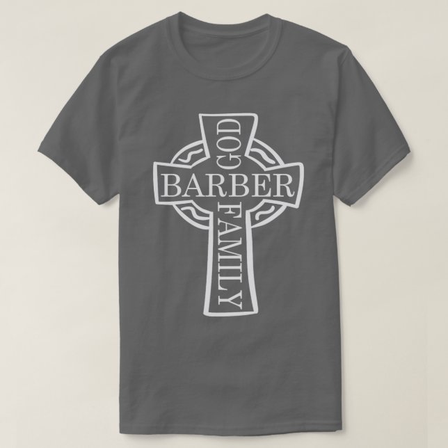 Barber God Family Christ Hair Beard Scissors Gift T-Shirt (Design Front)