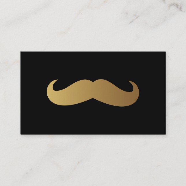Barber Golden Mustache Professional QR Code Unique Business Card (Front)