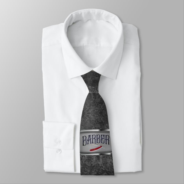 Barber Grey Neck Tie (Tied)