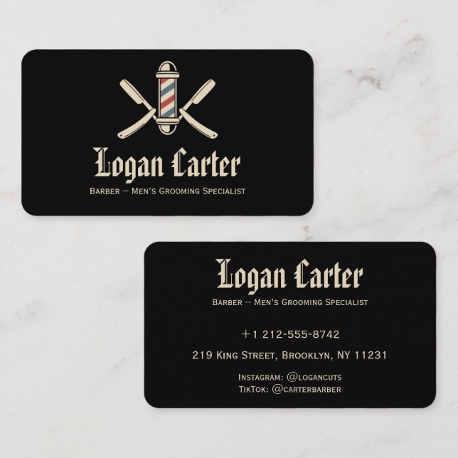Barber Grooming Specialist Business Card (Front/Back)