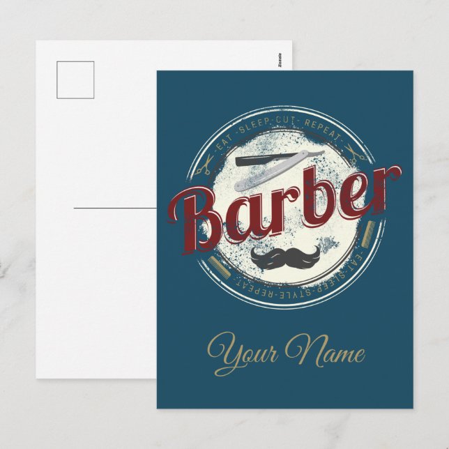 Barber Hair Hustler Hairdresser Retro Hairstylist Holiday Postcard (Front/Back)