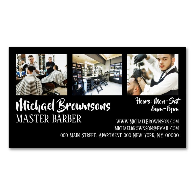 Barber Hair Man shop custom photo Business Card Magnet