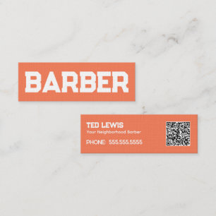 Barber Hair Peach Fuzz QR Mini Business Card