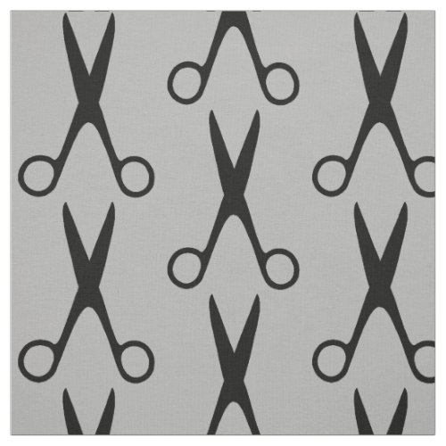 Barber hair salon black scissors grey pattern fabric